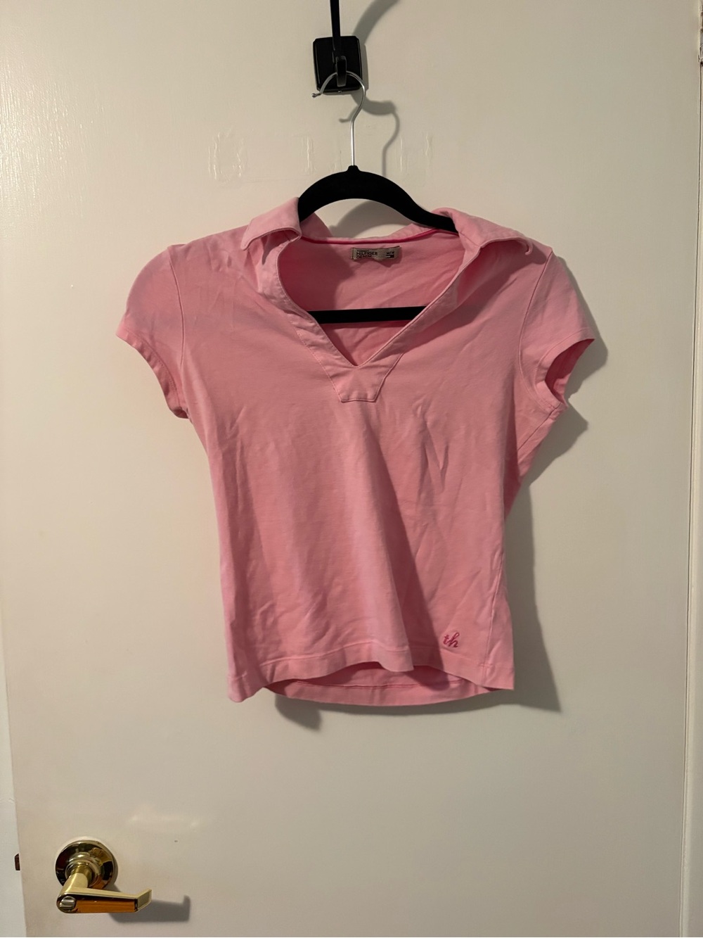 Tommy Hilfiger Pink Women's Polo V-Neck Top